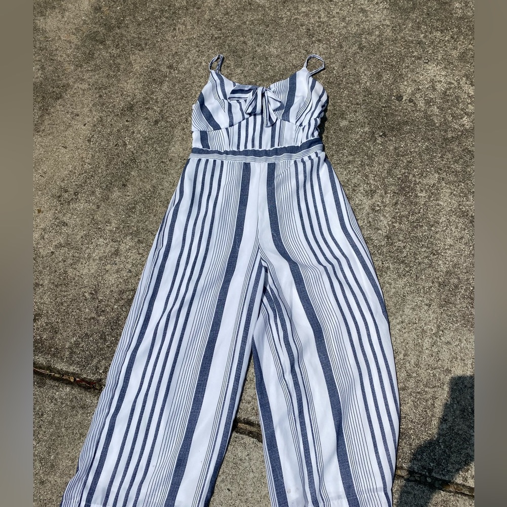 TJ Maxx Romper Blue and White Striped sz M